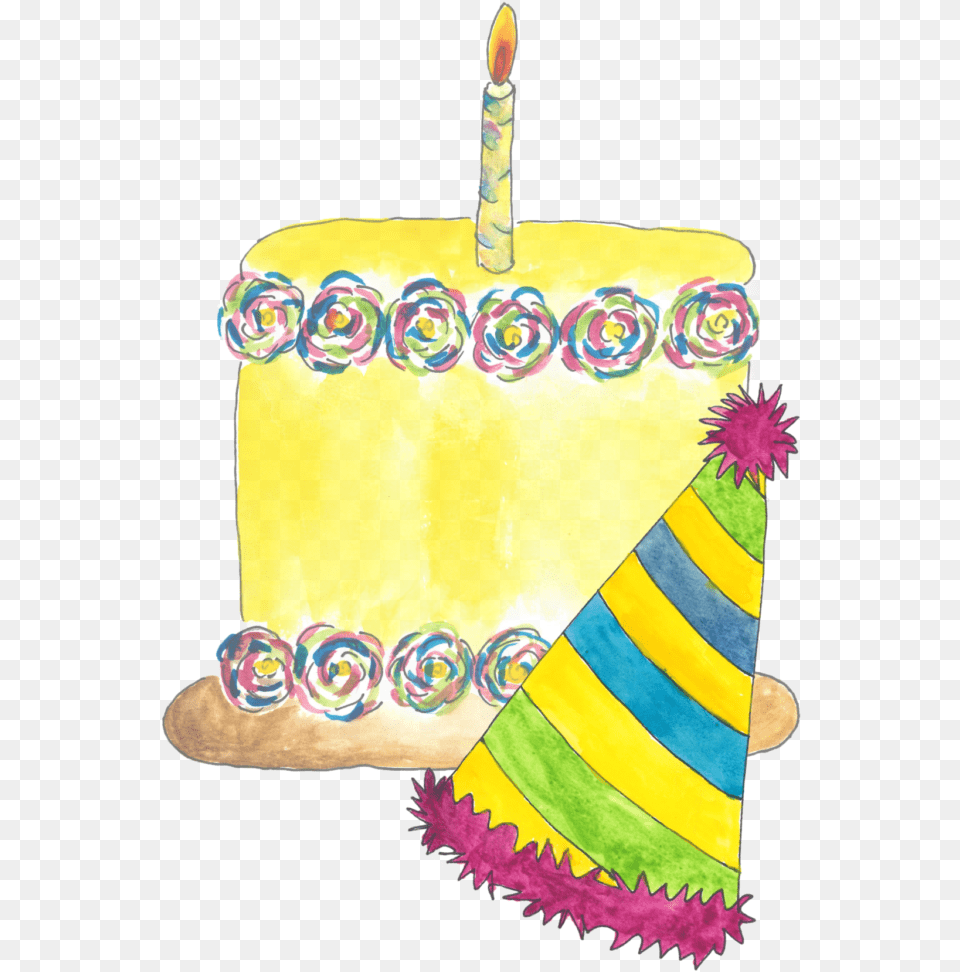 Image Of Cake And Hat Child Art, Birthday Cake, People, Icing, Food Png