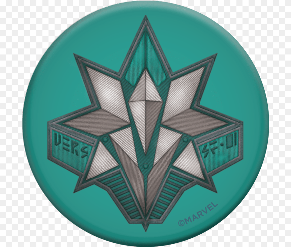 Of Captain Marvel Teal Emblem, Badge, Logo, Symbol, Disk Png Image