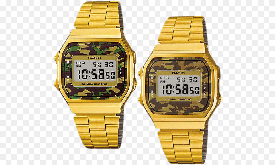 Image Of Casio Vintage Gold Camouflage Watch A168wegc, Wristwatch, Electronics, Screen, Monitor Free Png Download