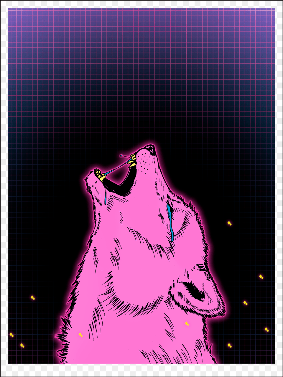 Of Crying Leon Vaporwave Cover Art Print Illustration, Purple, Animal, Mammal, Wolf Png Image