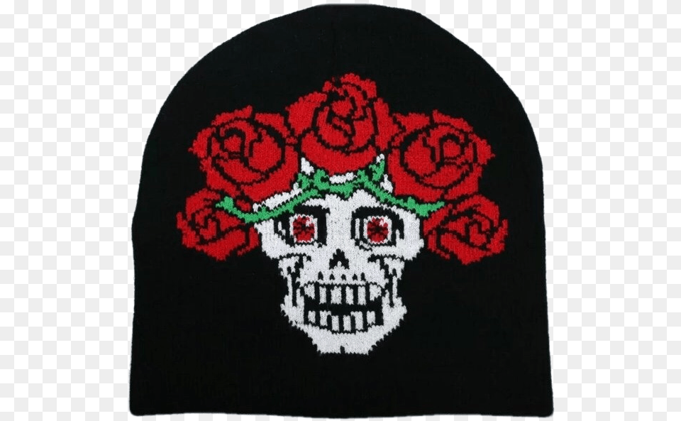 Image Of Dead Roses Beanie Skull, Cap, Clothing, Hat, Pattern Free Png Download