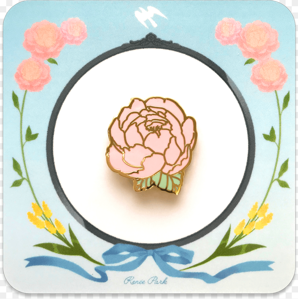 Image Of Flower Gold Enamel Pin Lapel Pin, Accessories, Plate, Dahlia, Plant Free Transparent Png