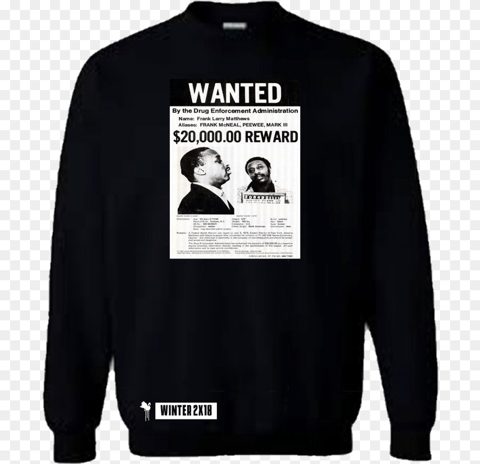 Image Of Frank Mathews Wanted Poster Hoodie, Clothing, Sweatshirt, Sweater, Knitwear Free Png