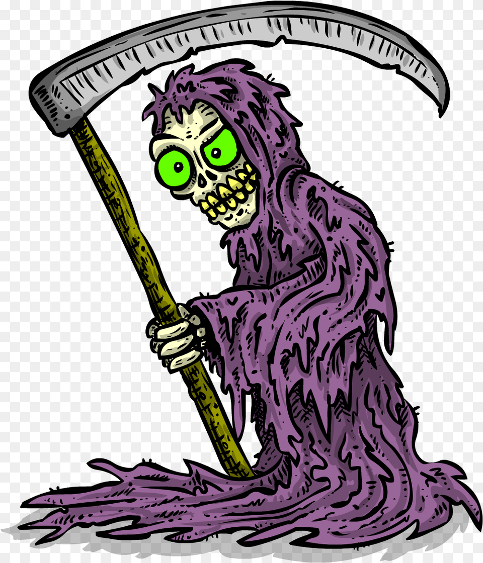 Image Of Googly Eyed Grim Reaper Vinyl Sticker Transparent Grim Reaper Sticker, Face, Head, Person, Adult Free Png Download