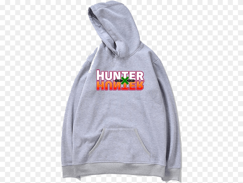 Image Of Grey Hunter X Hunter Logo Sweater Hoodie, Clothing, Knitwear, Sweatshirt, Hood Free Transparent Png