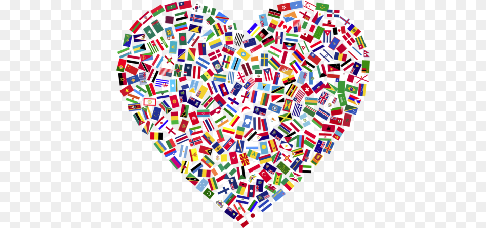 Of Heart Filled With Country Flags Heart Flags, Art, Collage Png Image