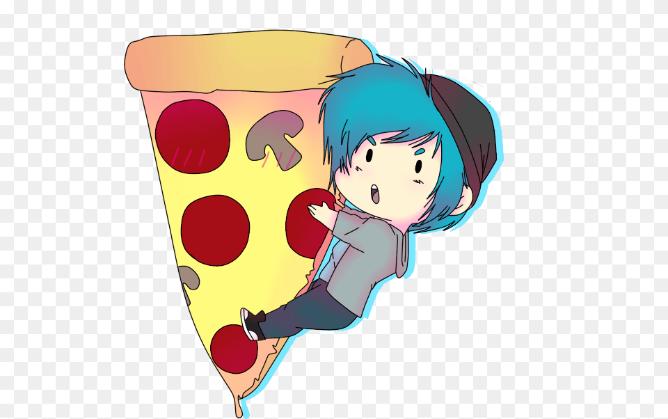 Image Of Hugging Pizza Sticker Cartoon, Baby, Book, Comics, Person Free Transparent Png