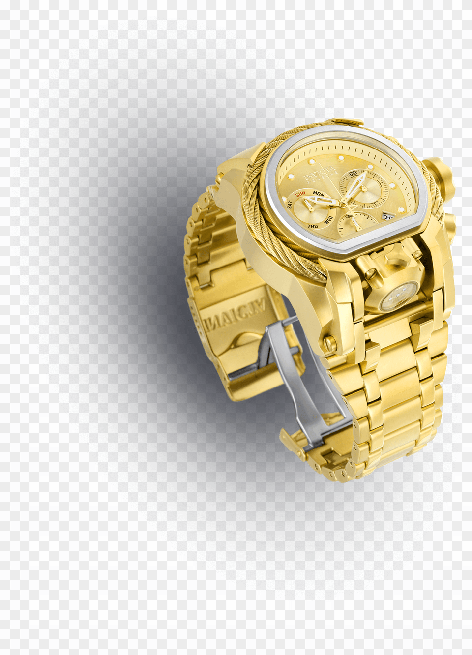 Of Invicta Bolt Men 52mm Stainless Steel Black Invicta Bolt, Arm, Body Part, Gold, Person Png Image
