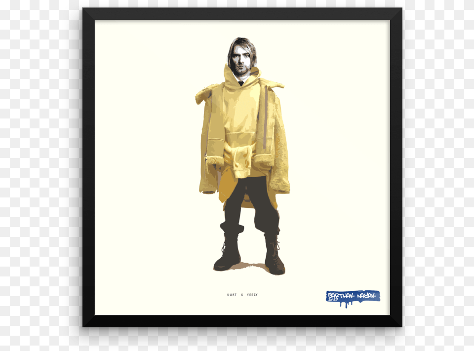 Image Of Kurt Cobain X Yeezy Figurine, Clothing, Coat, Adult, Person Png
