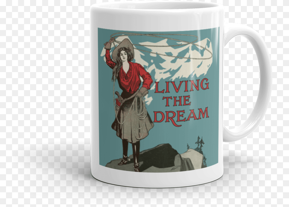 Image Of Living The Dream Lasso Girl Ceramic Mug, Adult, Person, Female, Woman Png