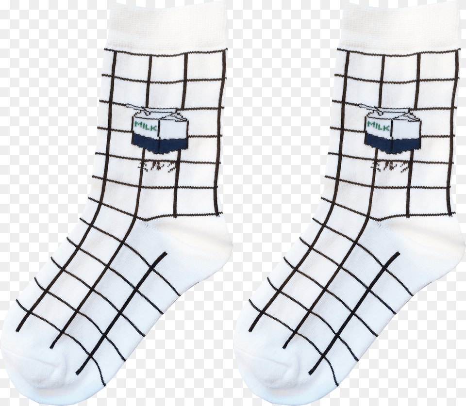 Image Of Milk Grid Socks Aesthetic Socks Transparent, Clothing, Hosiery, Sock Png