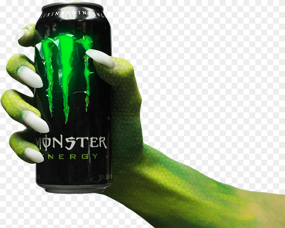 Image Of Monster Arm Holding A Can Of Monster Energy, Alcohol, Beer, Beverage, Animal Free Transparent Png