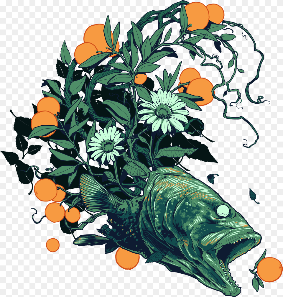 Image Of Orange Fish Hoodie Fish Art, Flower, Daisy, Plant, Floral Design Free Png Download