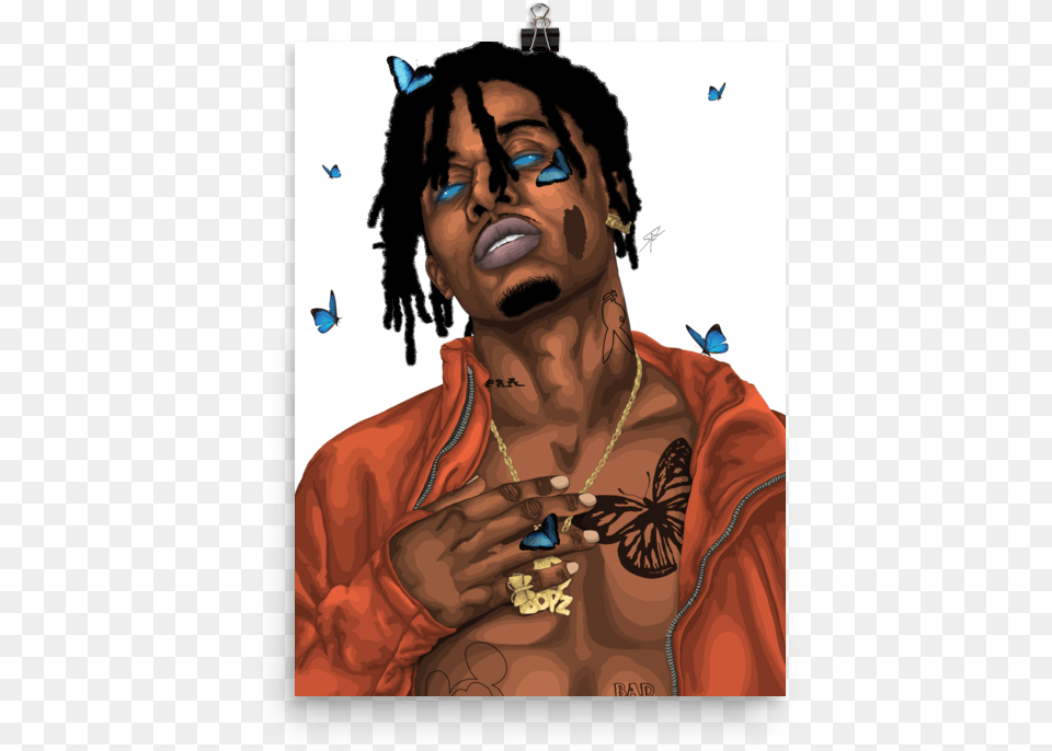 Image Of Playboi Carti Premium Luster Poster Playboi Carti Cartoon, Accessories, Person, Necklace, Jewelry Free Transparent Png