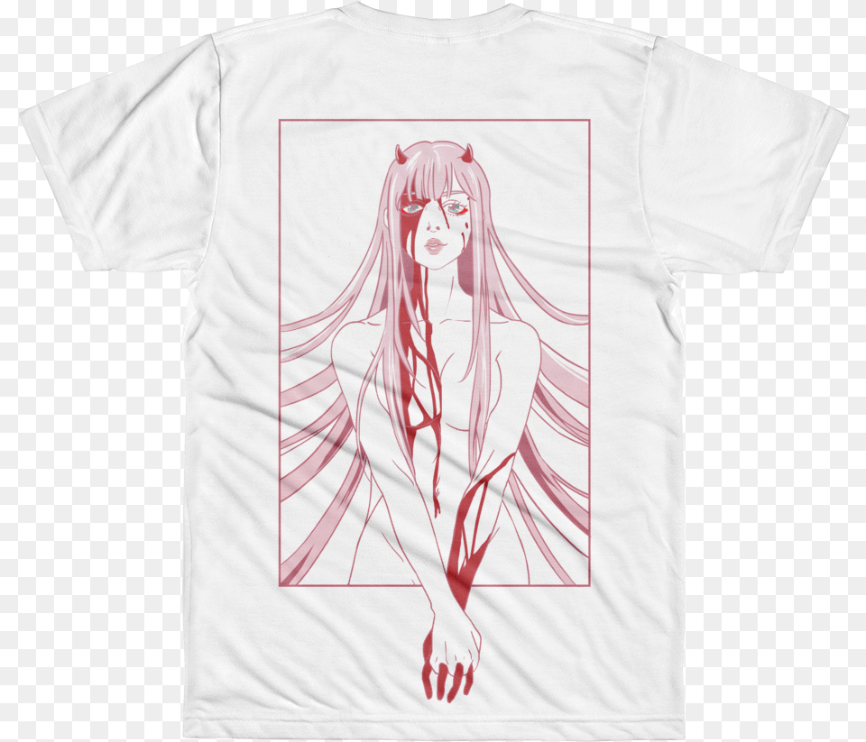 Image Of Red Handed Zero Two Anime, T-shirt, Clothing, Adult, Person Free Png