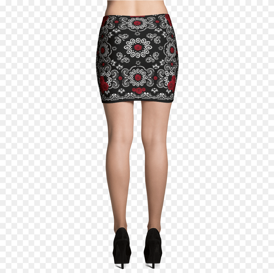 Image Of Rose Paisley Print Mini Skirt Black And White Diamond Plaid Skirt, Miniskirt, Clothing, Person, Adult Free Png