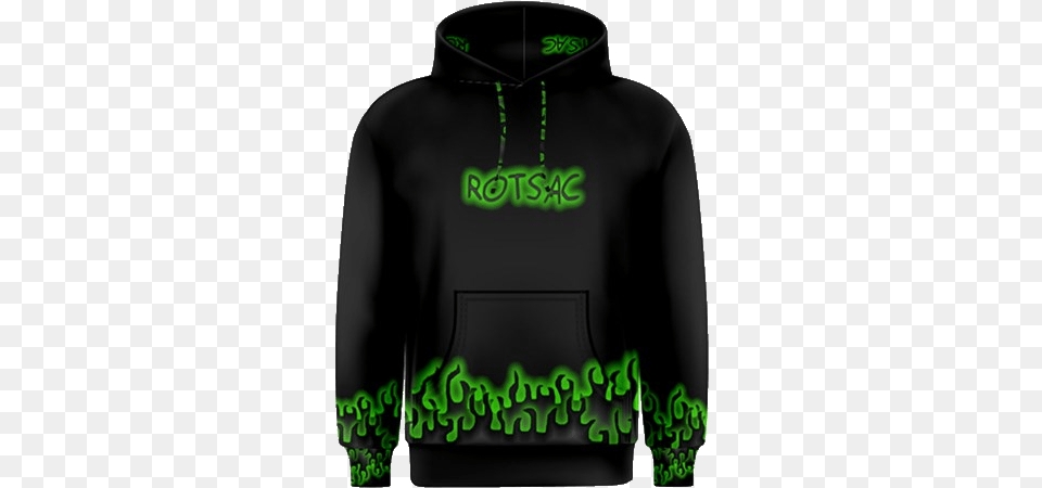 Image Of Rotsac Green Flame Hoodie Hoodie, Clothing, Knitwear, Sweater, Sweatshirt Free Png