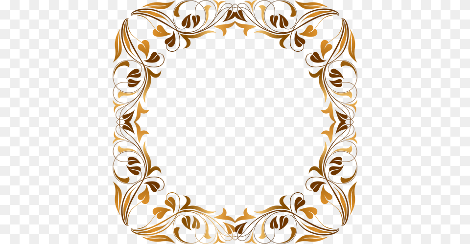 Image Of Round Floral Frame, Oval, Photography, Gold Free Png