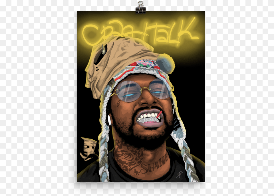 Of Schoolboy Q Premium Luster Poster Illustration, Accessories, Sunglasses, Skin, Person Png Image