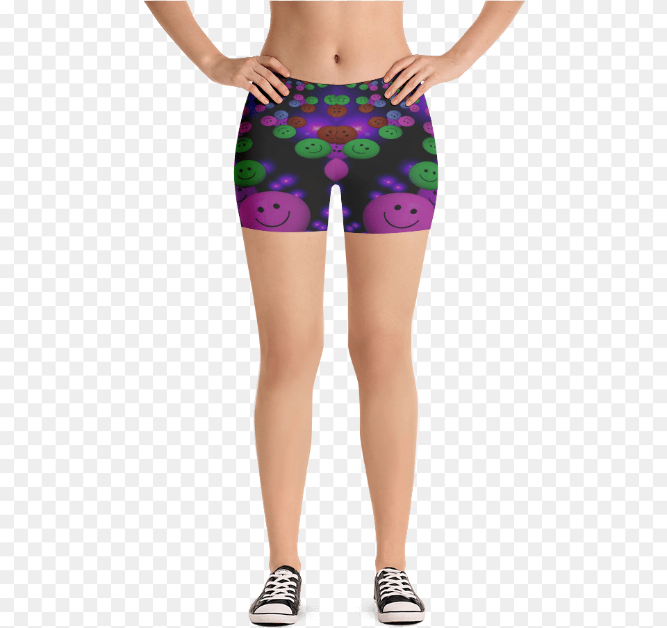 Image Of Smiley Purple Emoji Shorts Altino Leggings 1e563e Black Chocolate Cherry, Clothing, Body Part, Person, Thigh Free Transparent Png