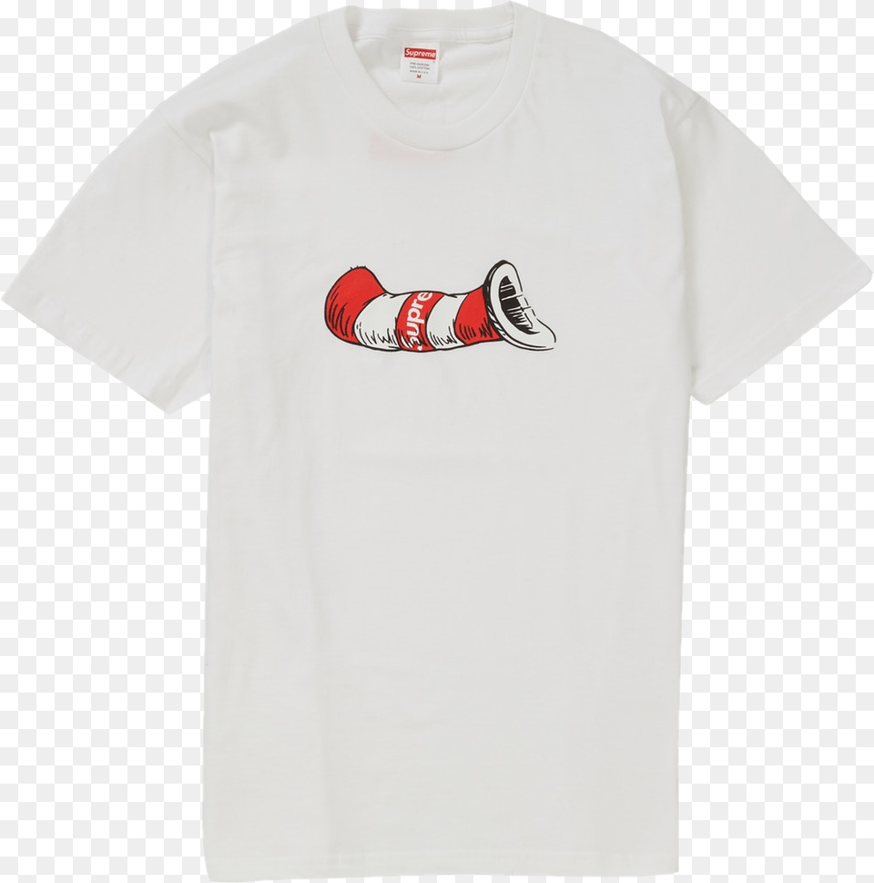 Image Of Supreme White Cat In The Hat Iceland Magic Symbol Love, Clothing, T-shirt, Shirt, Footwear Png