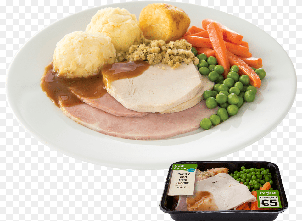 Image Of Turkey Dinner Roast Turkey And Ham, Platter, Meal, Lunch, Food Free Png Download