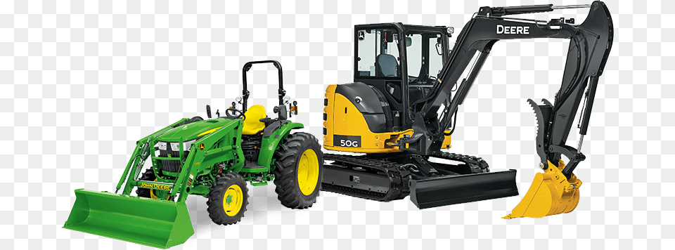Image Of Utility Tractor And Excavator John Deere 60 Excavator, Machine, Bulldozer, Transportation, Vehicle Free Png Download