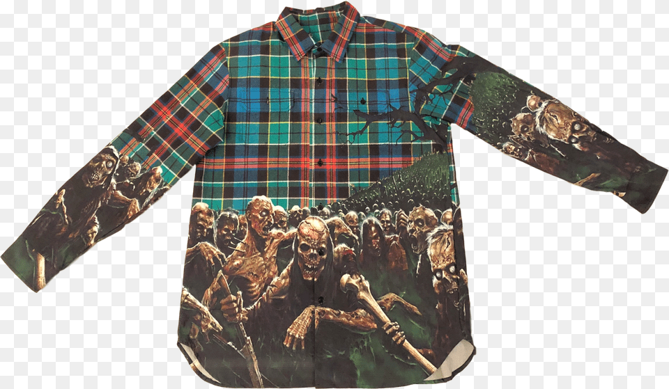 Image Of Zombie Horde Plaid Work Shirt Plaid, Clothing, Long Sleeve, Sleeve, Adult Png