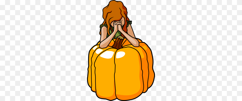 Praying On Pumpkin Thanksgiving Clip Art, Food, Plant, Produce, Vegetable Png Image