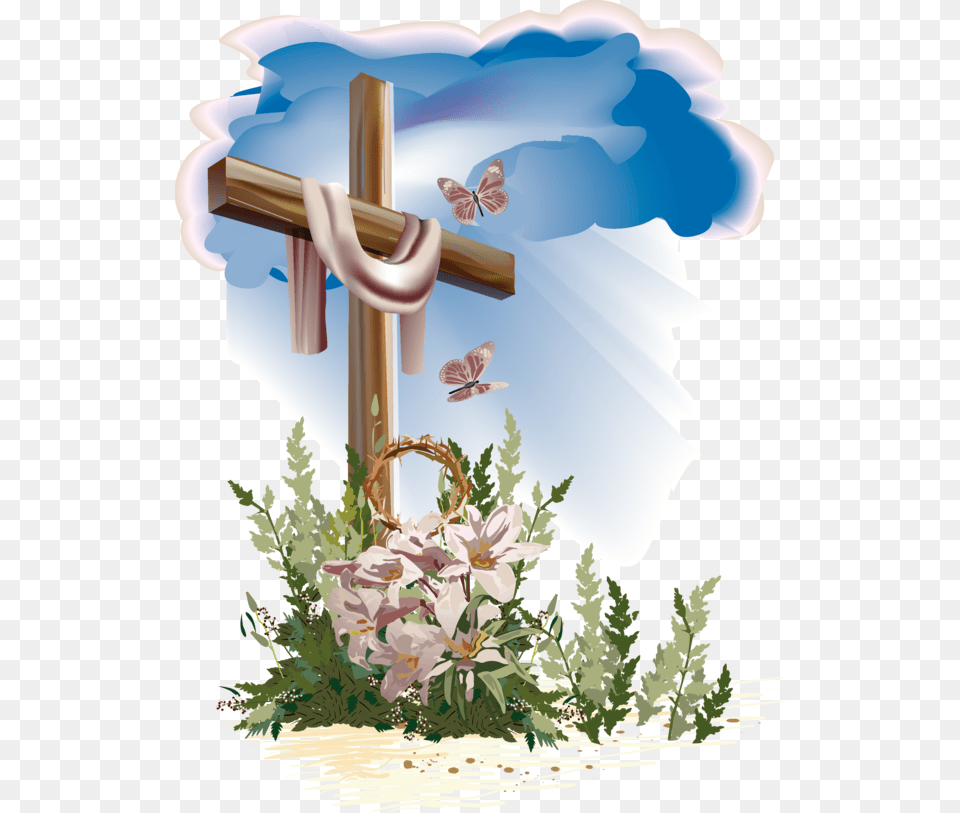 Result For Easter Sunday Catholic Images Good Friday Wishes 2020, Cross, Symbol, Flower, Flower Arrangement Png Image