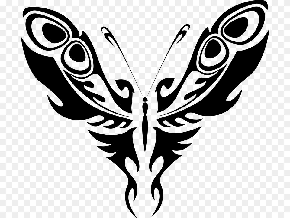 Image Result For Feather Clipart Tribal Butterfly, Gray Free Png