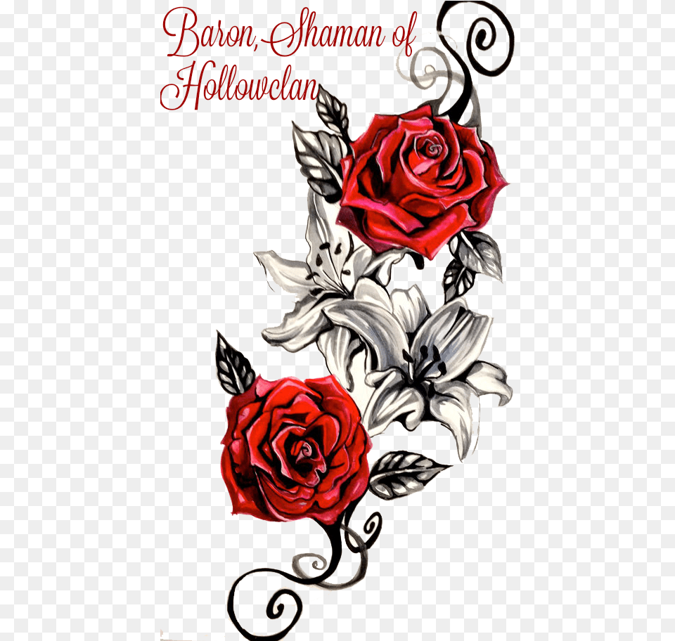 Image Rose Tattoo Rose And Lily Drawing, Art, Plant, Pattern, Graphics Png