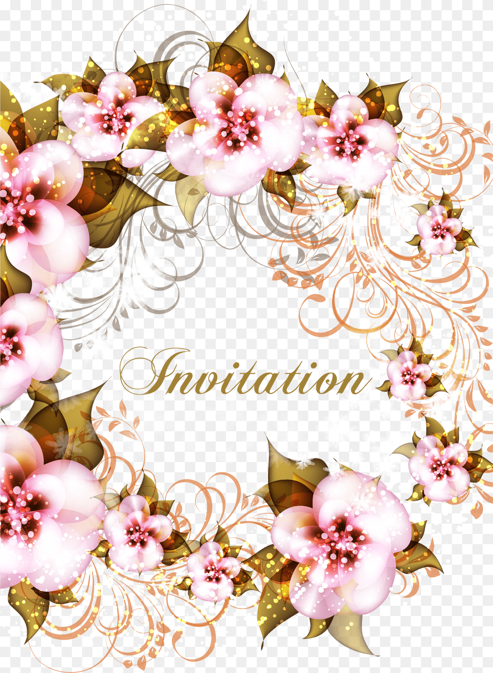 Image Royalty Download Flower Pink Floral Invitations Invitations Wedding, Locomotive, Railway, Train, Transportation Free Transparent Png