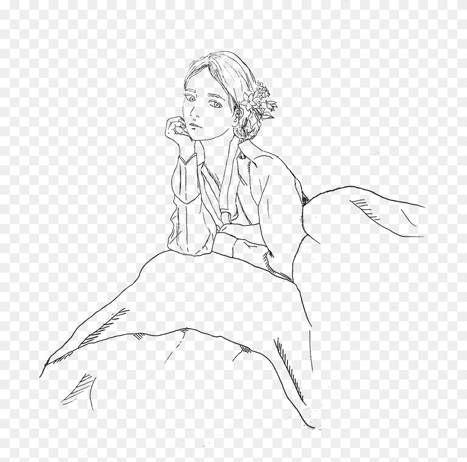 Royalty Library Korean Girl At Getdrawings Sketch, Gray Png Image