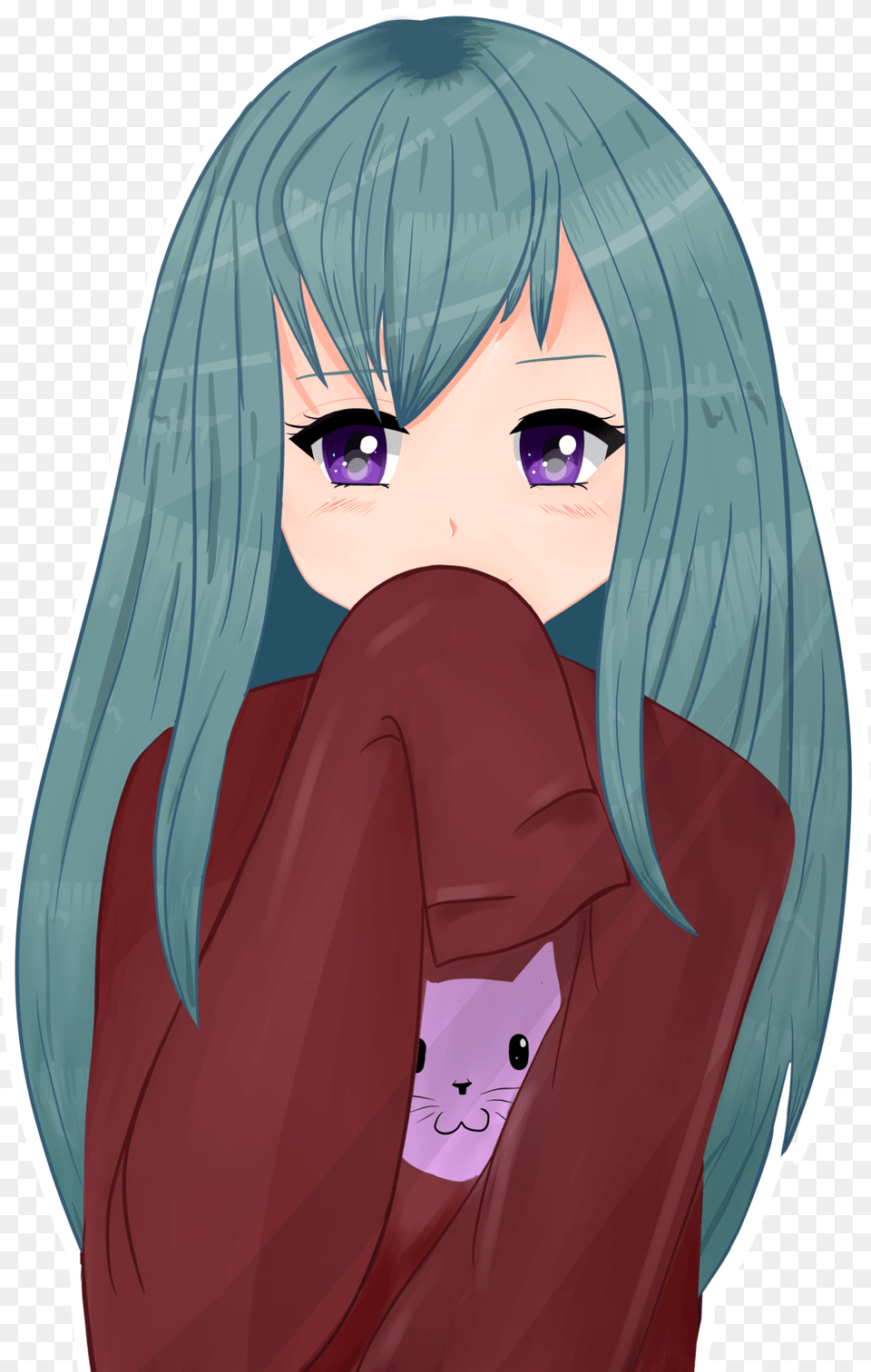 Image Royalty Stock Sweatshirt Drawing Anime Cute Blue Haired Anime Girl, Publication, Book, Comics, Adult Png