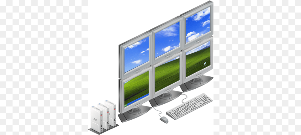 Image Showing Three Sun Ray Clients With Six Monitors Laptop, Computer, Computer Hardware, Electronics, Hardware Free Png Download