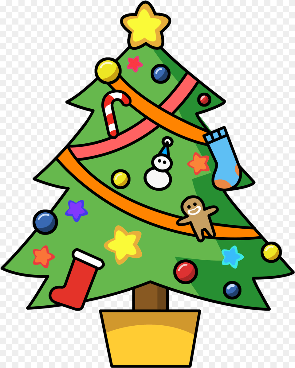 Image Simple Cartoon Christmas Tree Clipart Animated Christmas Tree, Christmas Decorations, Festival, Baby, Person Png