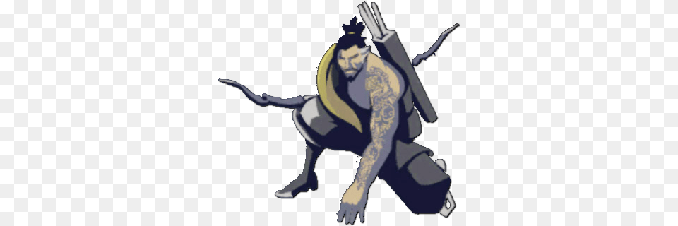 Image Spray Kneeling Overwatch Hanzo, Person, Weapon Png