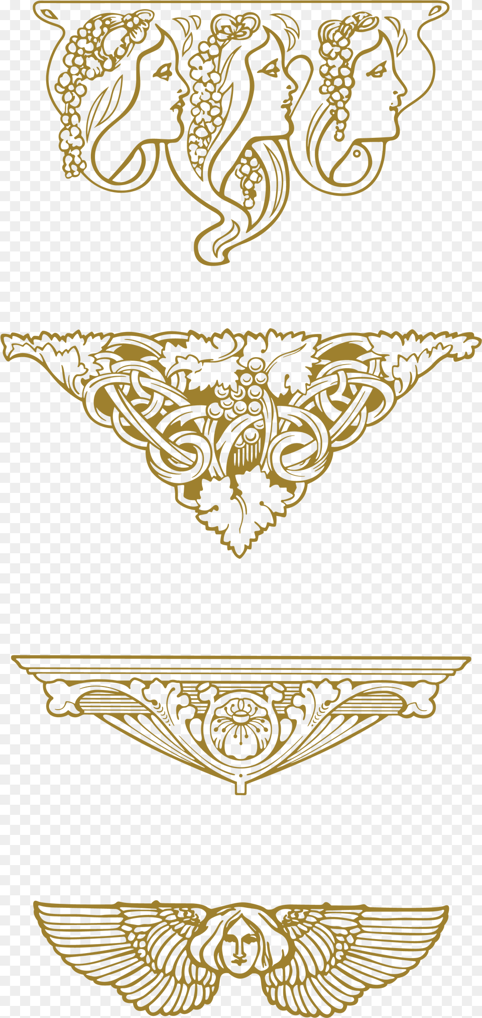 Image Stock Nouveau Ornaments Transprent Art Deco Ornament, Pattern, Face, Head, Person Free Png Download