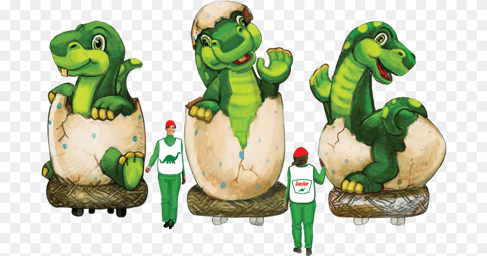 Image Three Baby Dinos Cartoon, Green, Person, Boy, Child Free Png