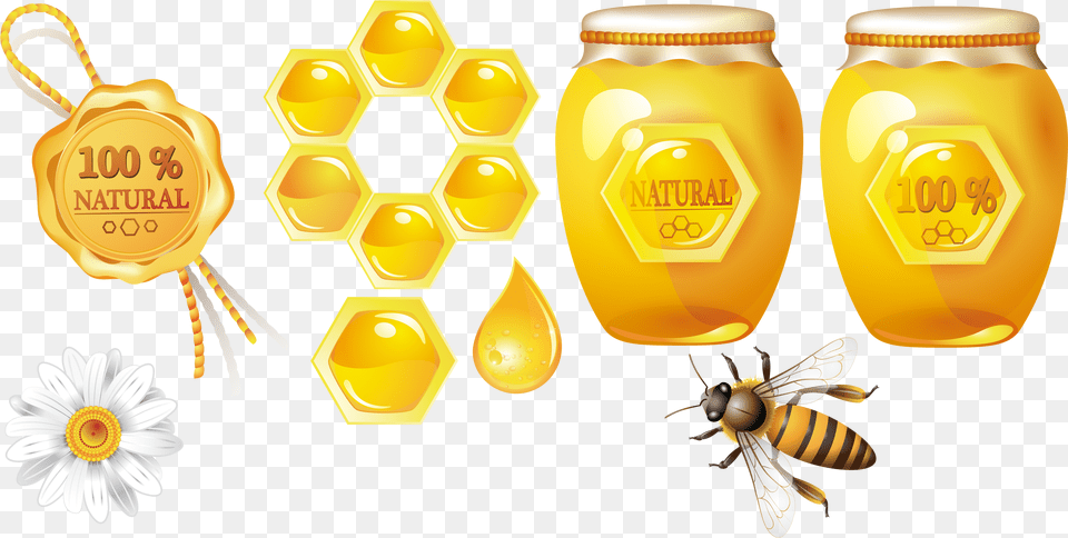Transparent Stock Honey Bee Honeycomb Theme Transprent Honey 100 Natural, Food, Animal, Honey Bee, Insect Png Image