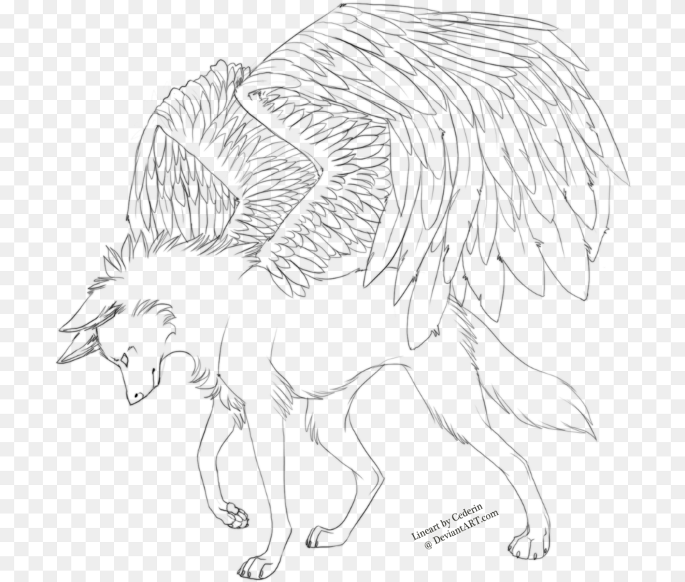 Image Winged Wolf Lineart, Text, Electronics, Hardware Png