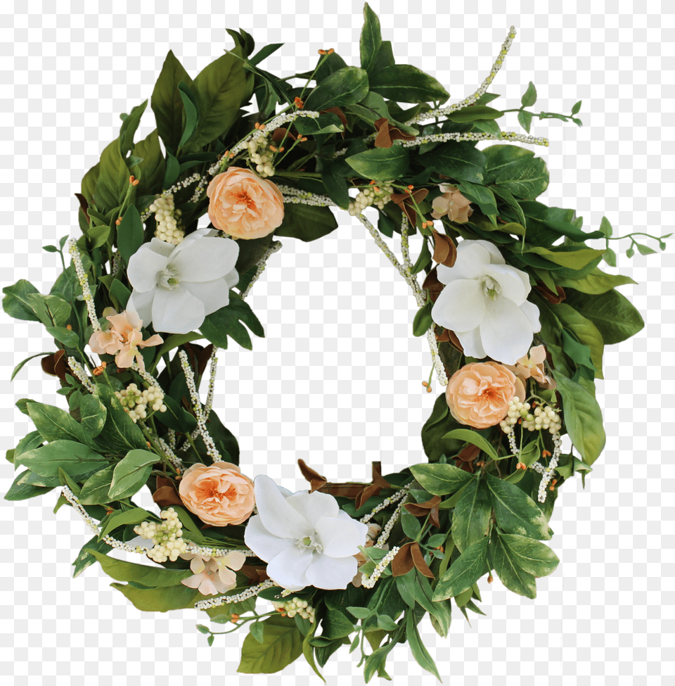 Wreath Depot Magnolia Bloom Silk Spring Door Wreath, Flower, Flower Arrangement, Plant, Rose Png Image