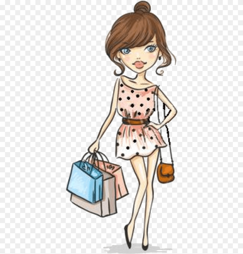 Imagem Cute Girl Shopping Cartoon, Accessories, Bag, Handbag, Person Png Image