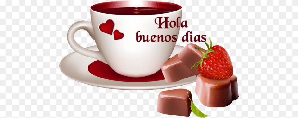 Imagen Buenos Dias Con Corazones Y Taza De Cafe Good Good Morning Love Tea Cup, Berry, Produce, Plant, Strawberry Png