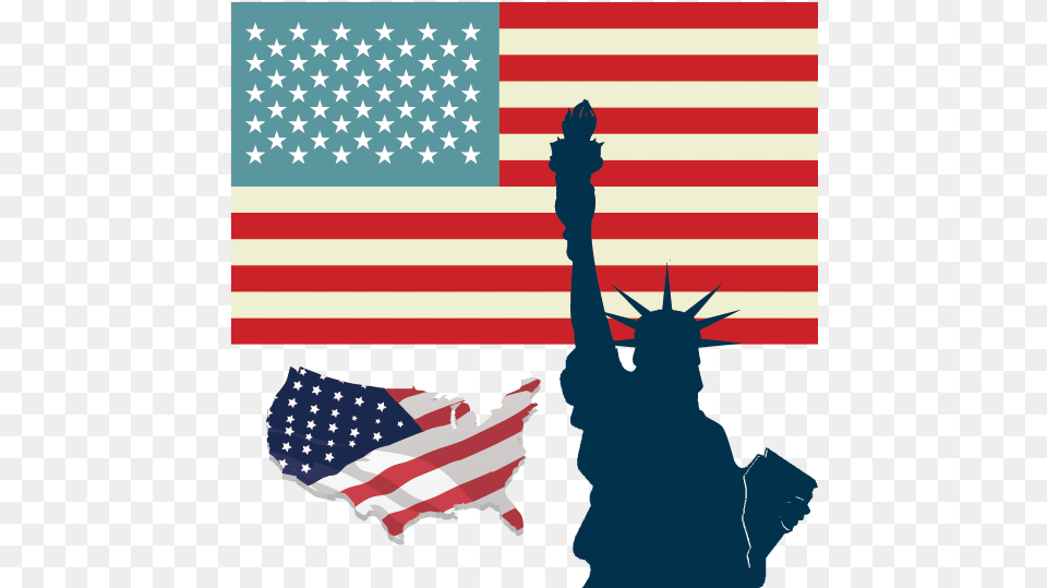Imagen De La Bandera De Estados Unidos Y De La Estatua Bandeira Americana Bandeira Dos Estados Unidos, American Flag, Flag, Person Png Image