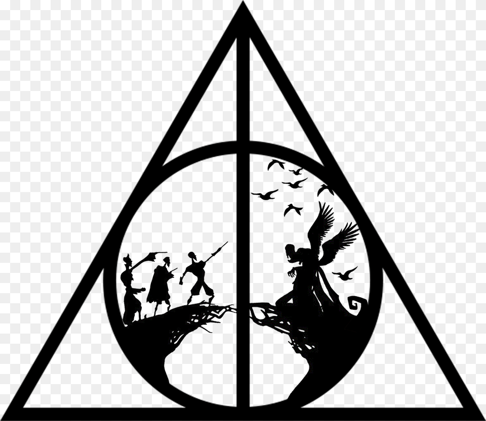 Images In Collection Harry Potter Deathly Hallows Logo, Silhouette, Art, Stencil, Drawing Png