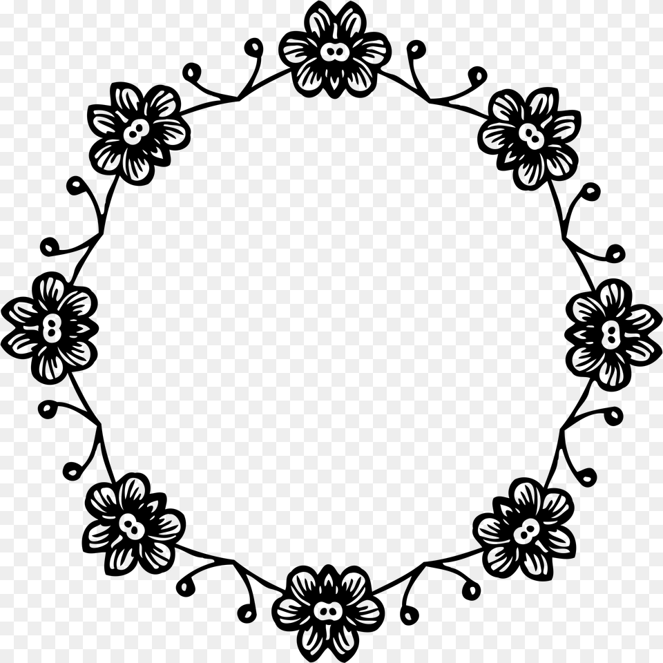 Images Of Black Flower Ring Black Amp White Clipart, Gray Png Image