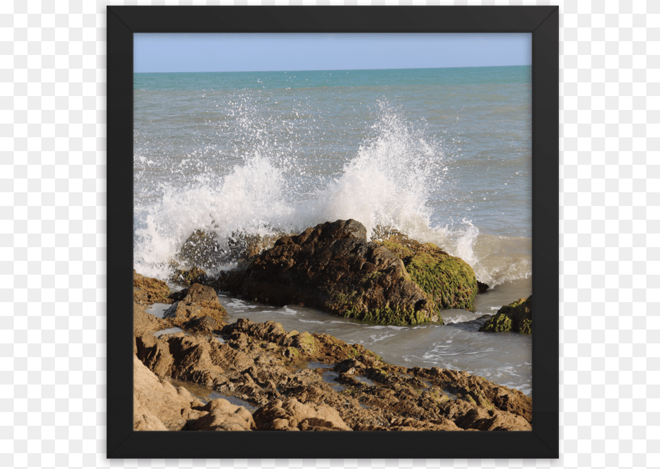Imagine Rigid Rocky Beach With The Wet And Explosive Picture Frame, Nature, Outdoors, Sea, Sea Waves Free Png Download