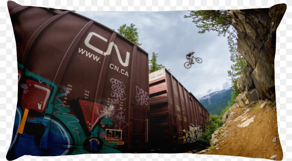 Img 0057 Train Gap Pemberton Bc Mockup Front Cushion, Person, Transportation, Vehicle, Bicycle Free Png Download